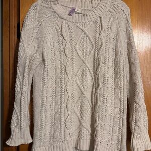 Cream Chunky Knit Crew Neck Sweater